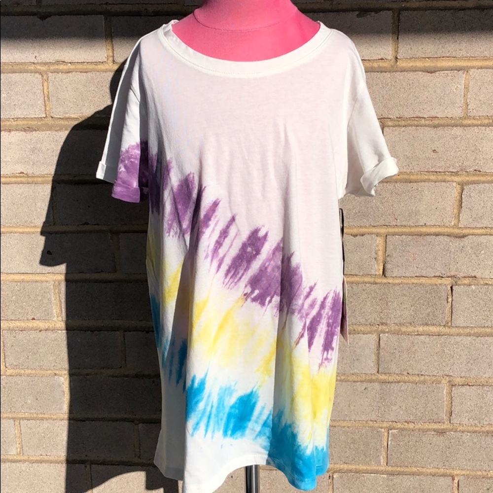 Splash White Tie-Dye Top Size Junior Medium NWT